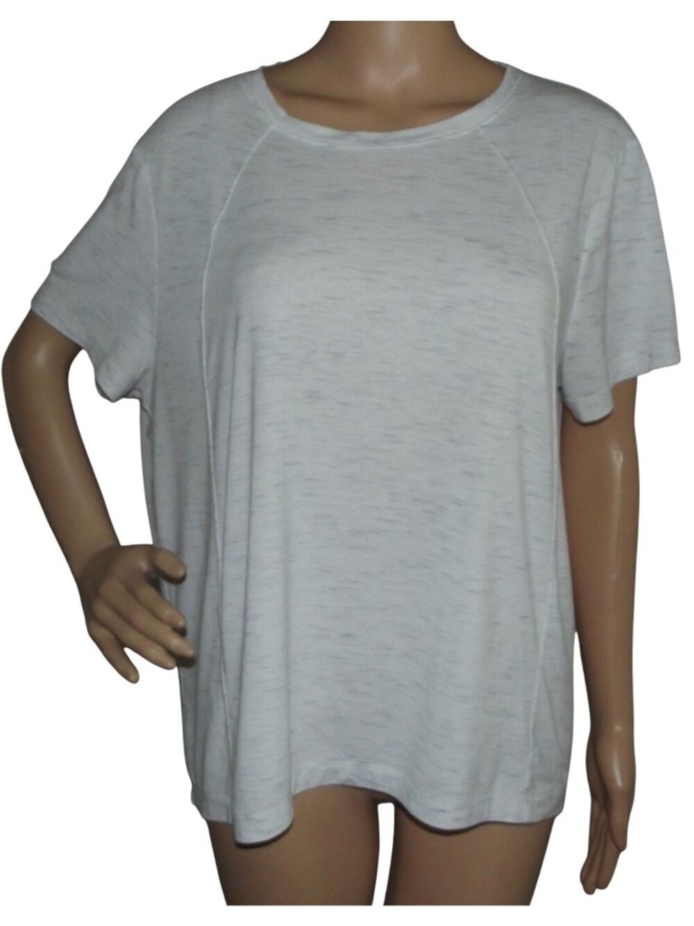 AVIA Active T-shirt Womens Size XL (16-18) white gray heather crew short sleeve